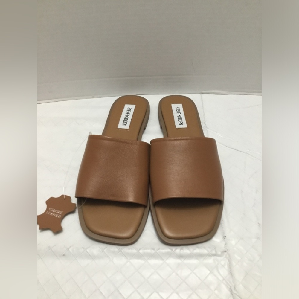 Steve Madden Tan Leather Slide Mules